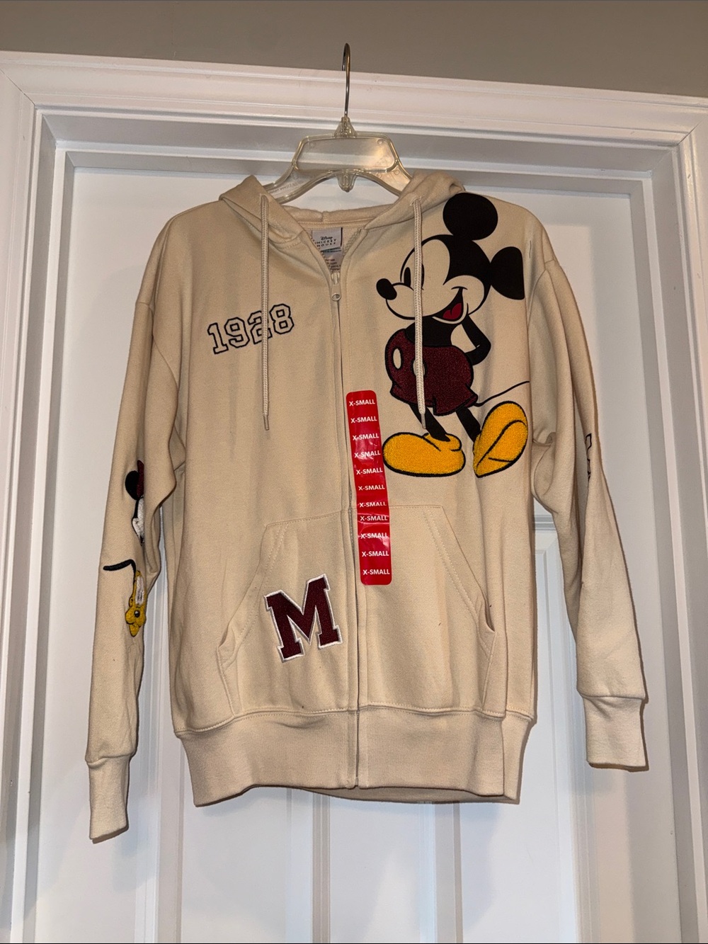 Mickey Mouse Cream Zip-Up Hoodie with Graphic